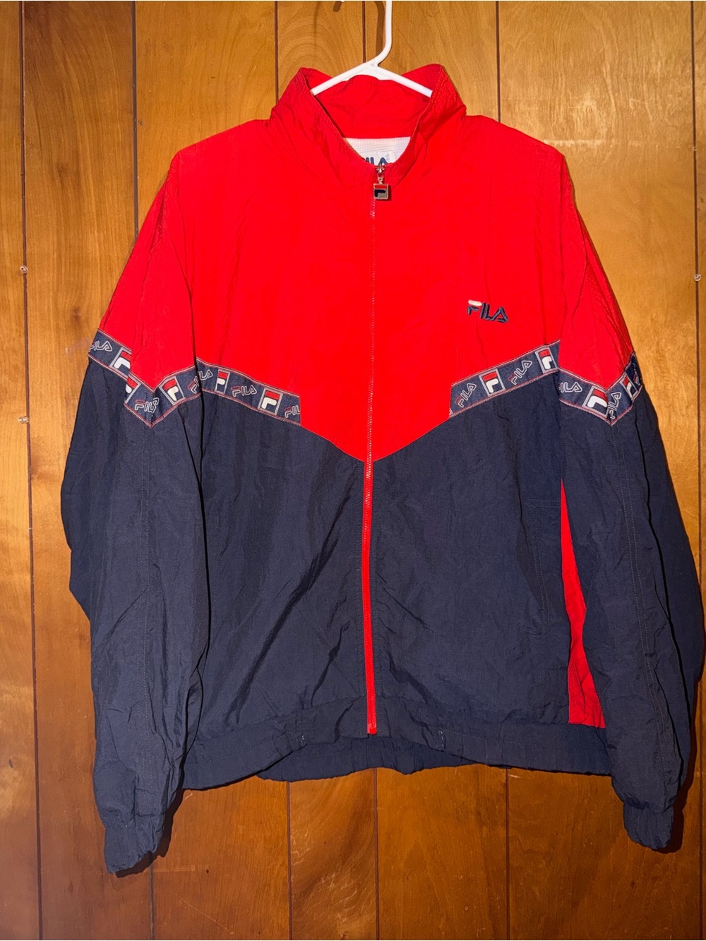 FILA Red & Navy Colorblock Windbreaker Jacket